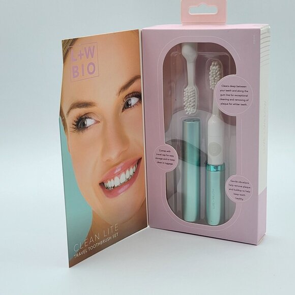 Luxe Willow L+ W Bio Clean Lite Battery Powered Travel Toothbrush (Set of 2) NEW - Picture 3 of 15